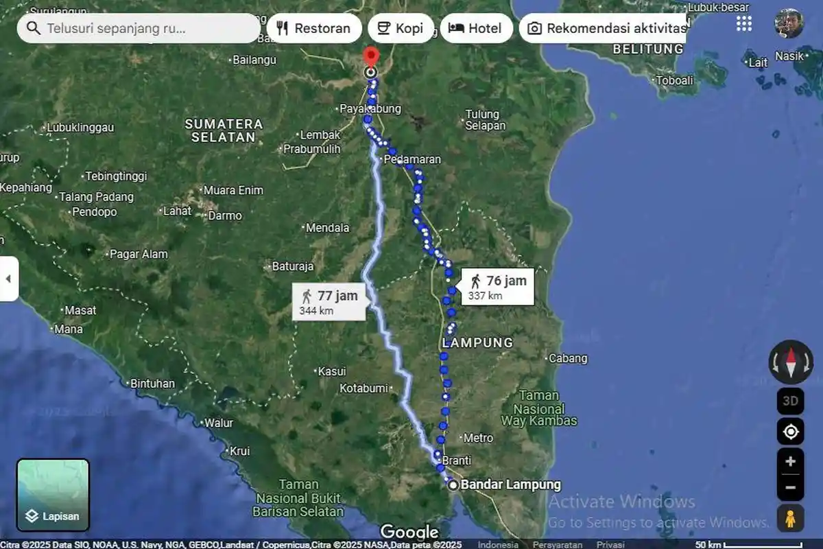 Jarak Bandar Lampung-Palembang di Google Maps 337 Km, Ternyata Pakai Mobil dan Motor Selisih 3 Jam