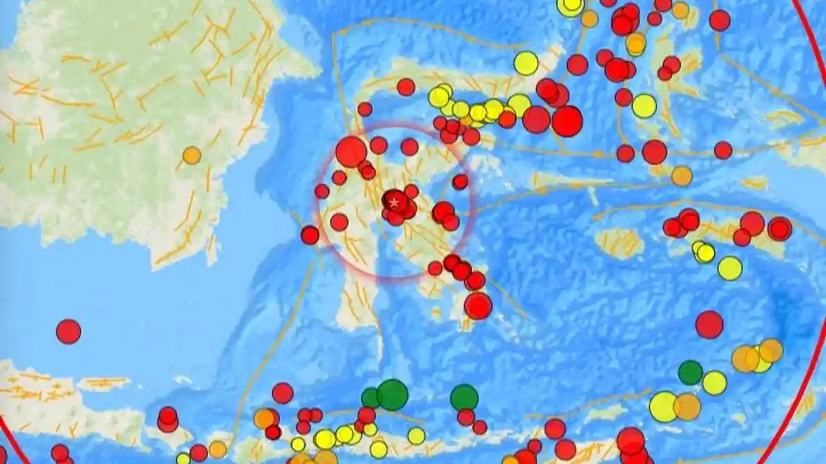 Gempa Bumi Terkini dengan SR 1,7 Menguncang Pulau Sulawesi, Indonesia BMKG: Kedalaman 10Km