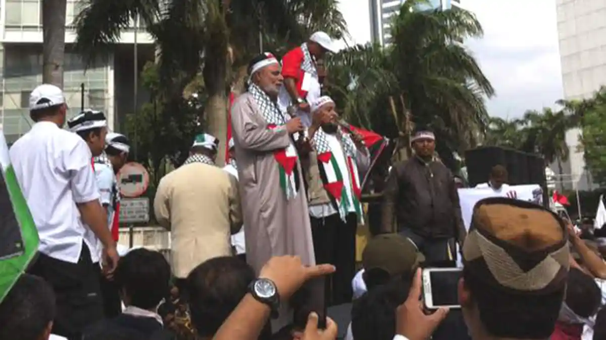 Prabowo Hadiri Unjuk Rasa Dukung Palestina di Bundaran HI