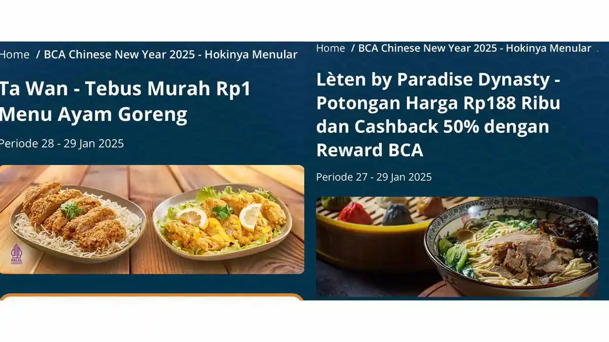 RAYAKAN Semarak Imlek 2025 dengan BCA dan Hokben, Nikmati Promo Meriah Hari Raya 28-29 Januari