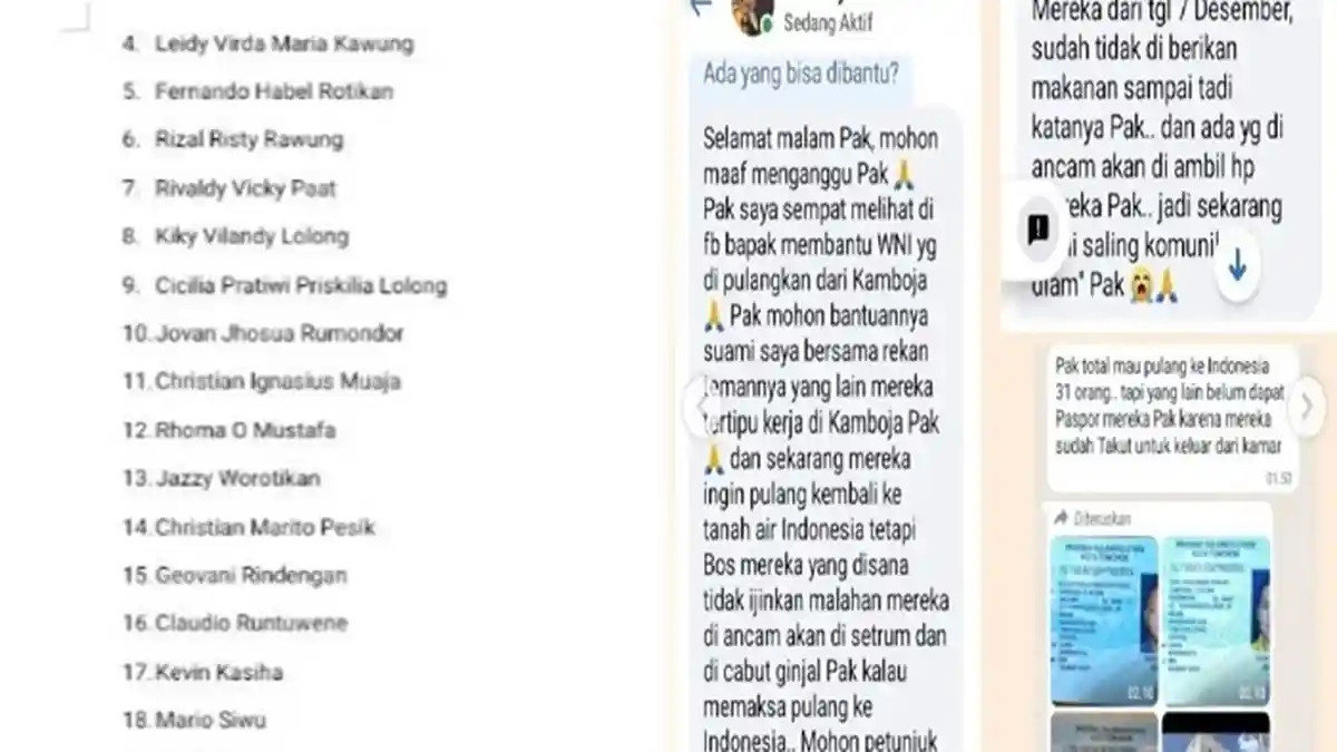 Daftar Nama 31 WNI Asal Sulawesi Utara Diduga Disekap di Kamboja