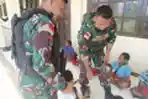 Satgas Pamtas Yonif Raider 142/KJ Mengajar Senam Pagi SD