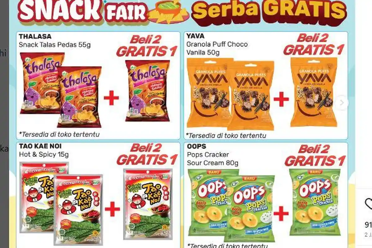 PROMO KJSM Alfamart Besok 23 November 2023 Snack Hemat Banyak Pilihan, Tao Kae Noi Beli 2 Gratis 1