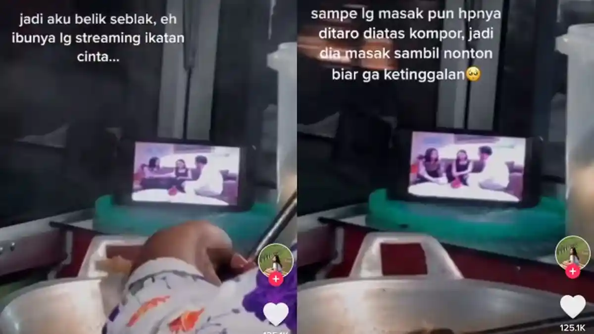 Tidak Mau Ketinggalan, Penjual Seblak Ini Belain Nonton Ikatan Cinta Sambil Layani Pesanan Konsumen