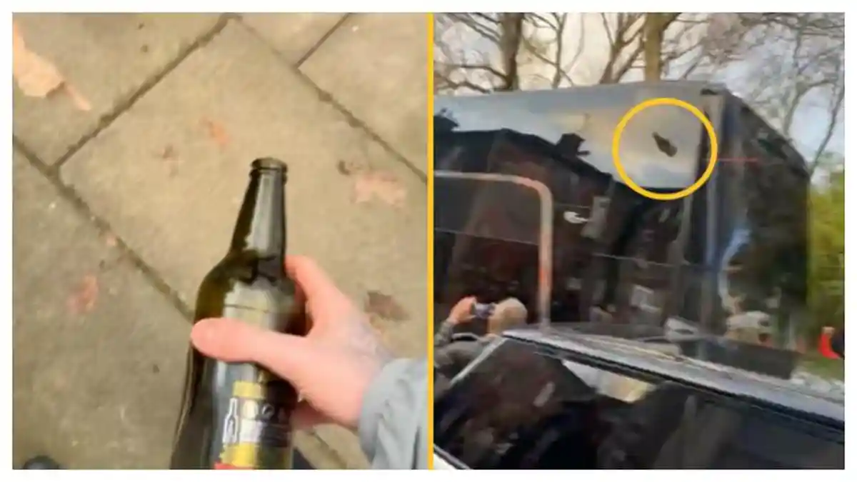 Insiden Bar-bar di Laga Liverpool vs MU - Kaca Bus Setan Merah Pecah usai Dilempari Botol