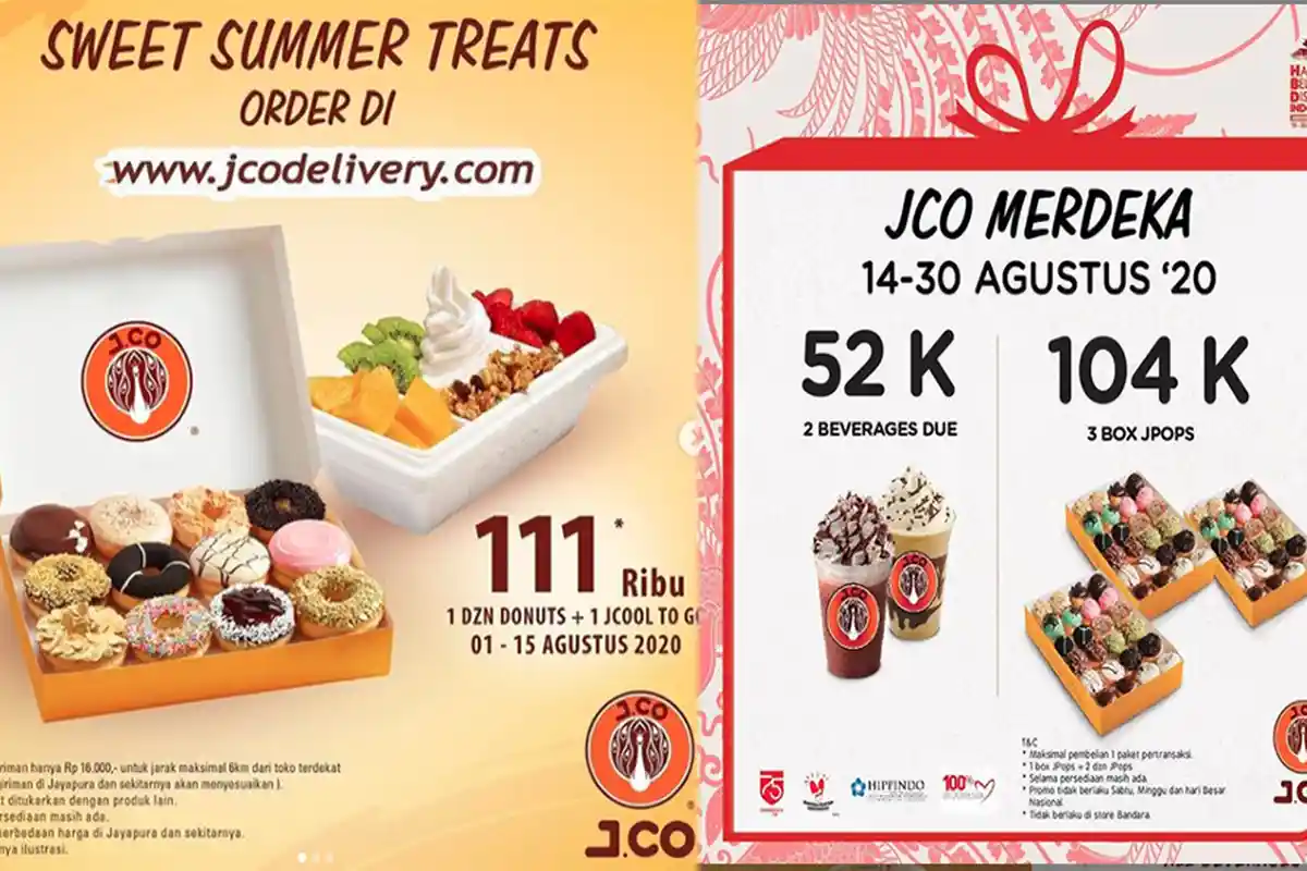 PROMO JCO Agustus 2020, Selusin Donat Favorit dan JCool To Go Rp 111 Ribu & JCO Merdeka Mulai Besok