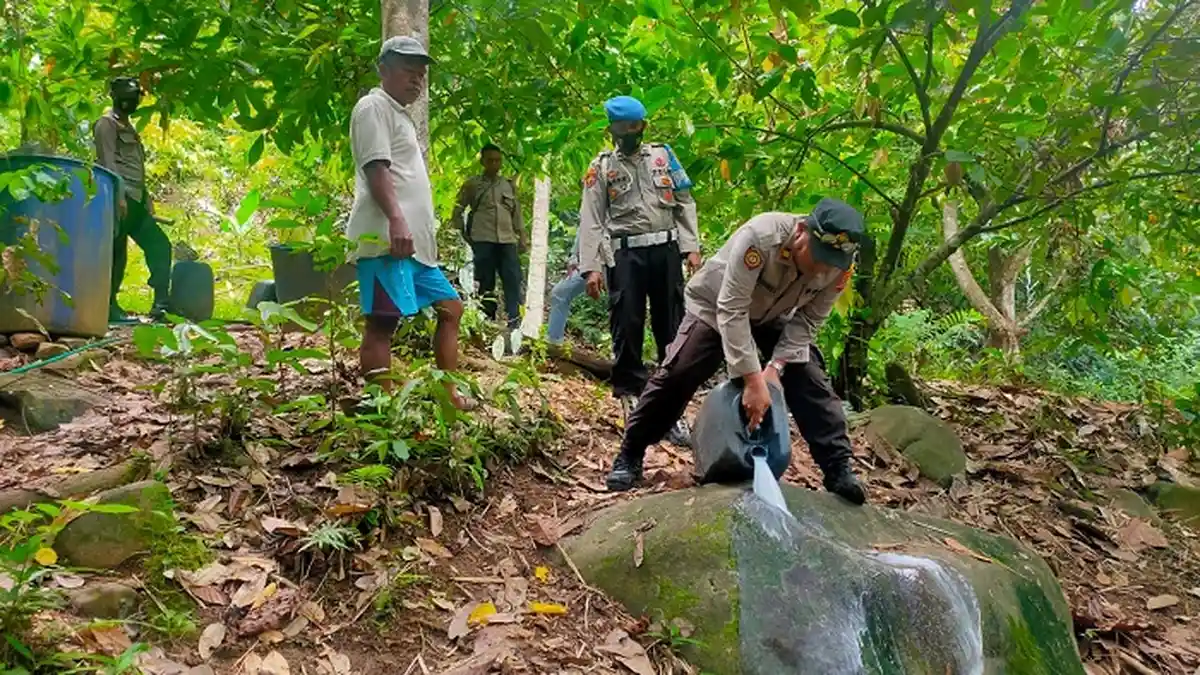 132 Liter Miras Diamankan dari 10 Tempat Penyulingan di Ogodeide Tolitoli