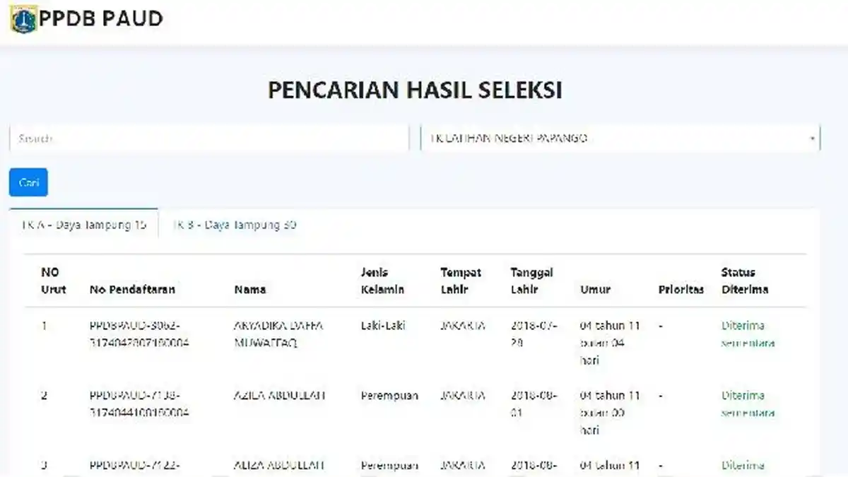 Cara Cek Hasil Seleksi PAUD dan TK di PPDB Jakarta 2023, Berikut Daya Tampungnya