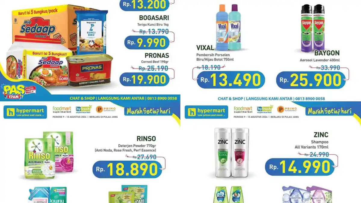 Promo Hypermart 13-15 Agustus 2024, Roma Biscuit Kelapa Rp 8.900, Rinso Deterjen Powder Rp 18.890