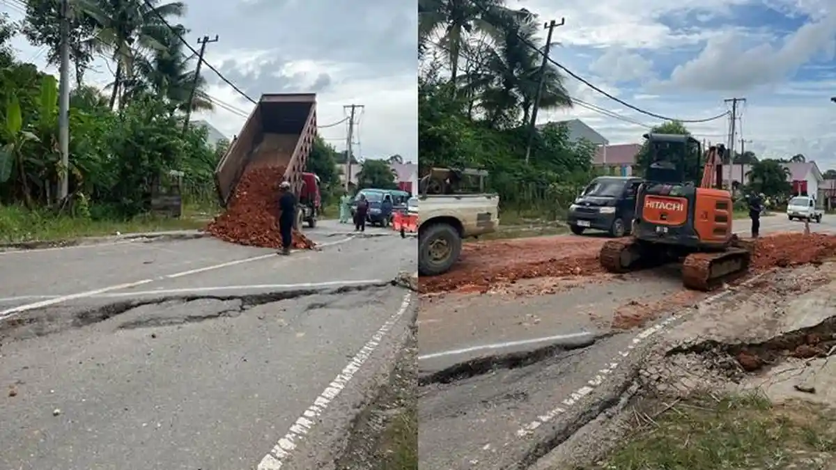 Tanah Bergerak di Desa Batuah Kukar, 11 Rumah Rusak dan Jalan Poros Amblas