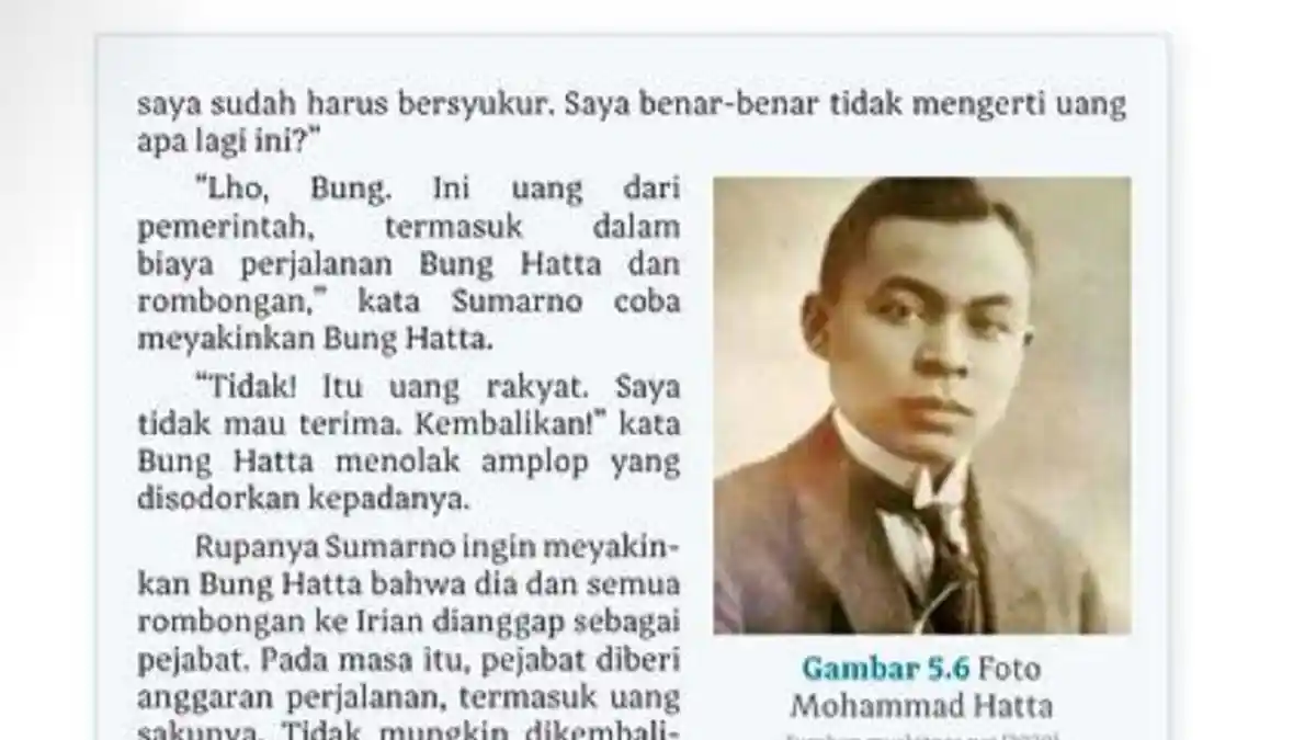 Kunci Jawaban Bahasa Indonesia Kelas 10 Halaman 128 Bab 5 Kurikulum Merdeka: Teks Bung Hatta
