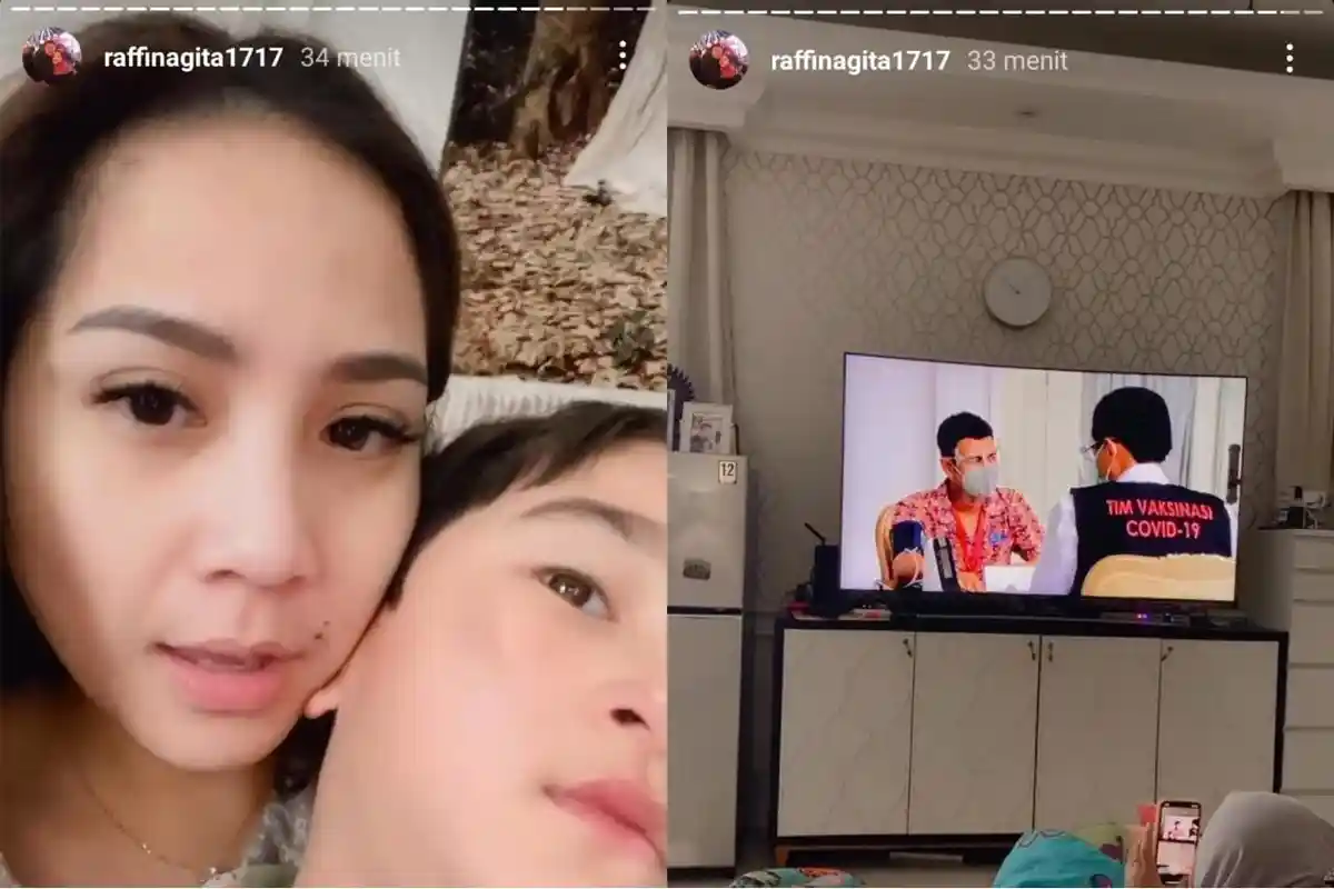 Raffi Ahmad Divaksin Sinovac Setelah Jokowi, Nagita Slavina Semringah Depan TV: Itu Papah Rafathar!