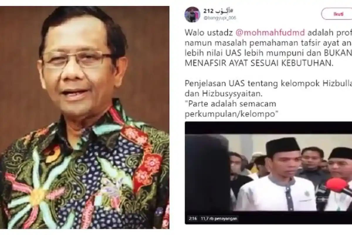 Gara-gara Partai Setan, Mahfud MD Dibandingkan dengan Abdul Somad. Jawabannya Mak Jleb