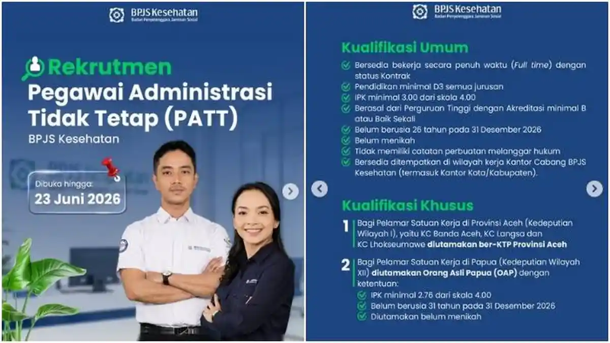 Lowongan Kerja di BPJS Kesehatan: Pendidikan D3 Semua Jurusan, Daftar sebelum 23 Juni 2026