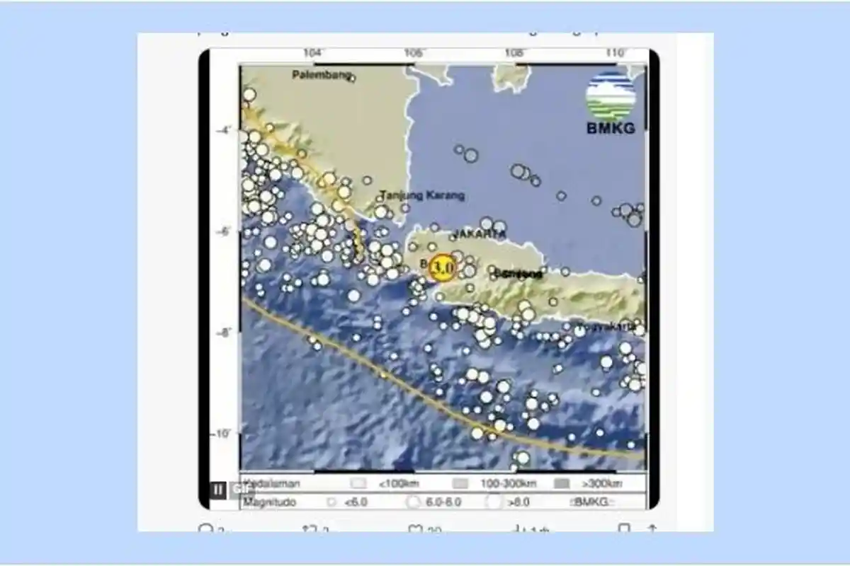 Info Gempa Hari Ini Magnitudo 3.0, Pusat Gempa Terkini Beberapa Menit Lalu di Sukabumi Jawa Barat