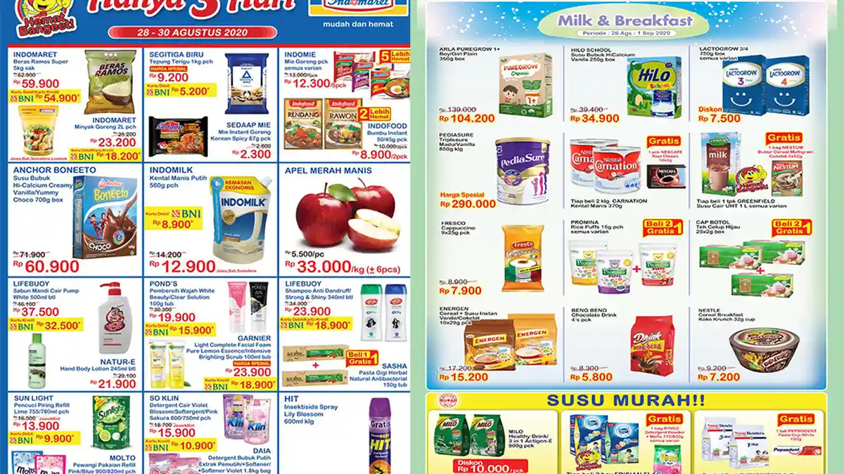 PROMO JSM INDOMARET 30 Agustus Masih Berlangsung, Susu Murah & Super Hemat hingga 1 September 2020