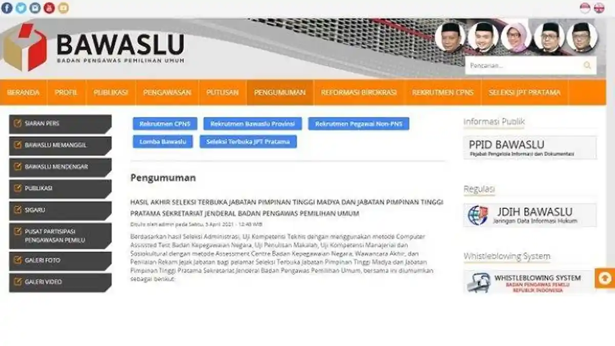 DIBUKA Lowongan CPNS Bawaslu 18.557 Formasi Termasuk PPPK, Berikut Cara Daftar CPNS 2024