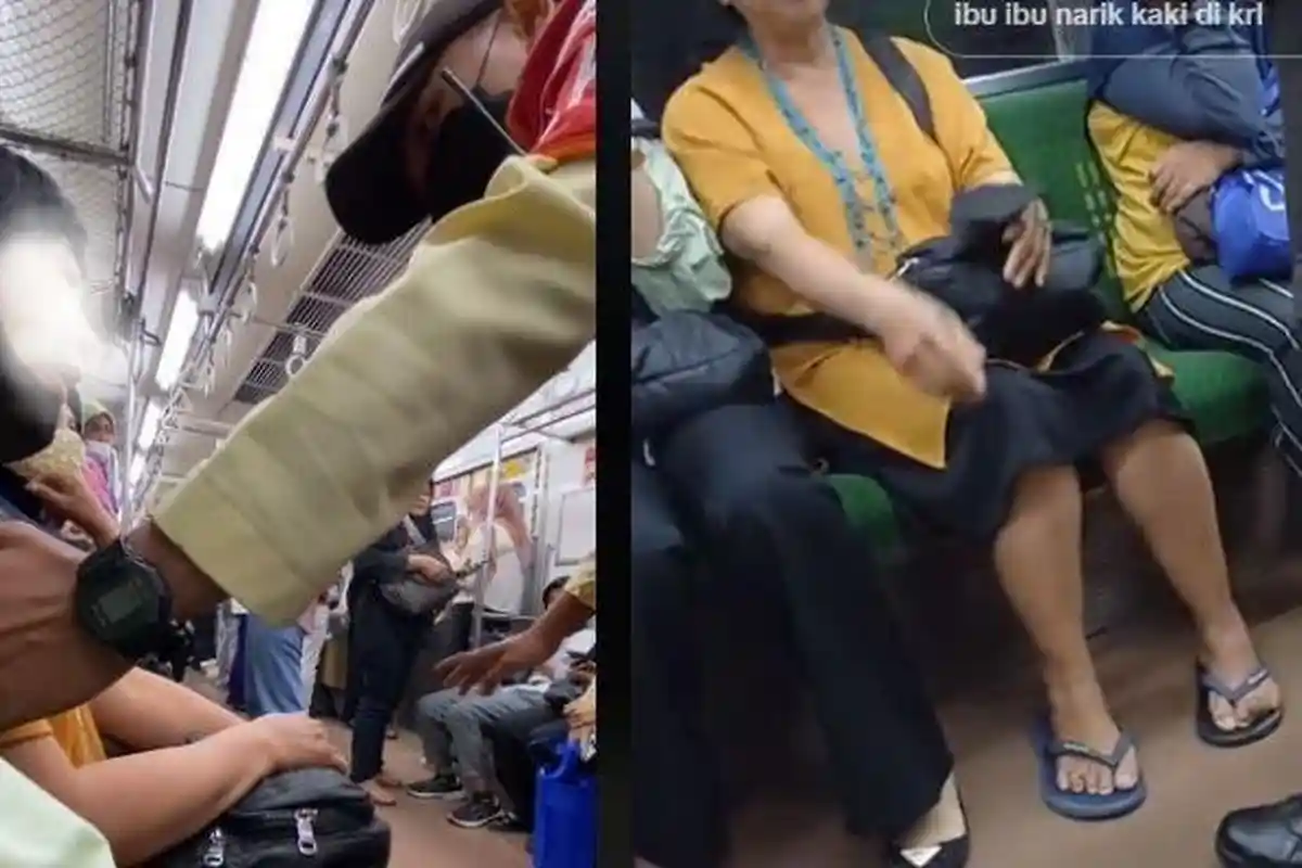 Emak-emak di KRL Ngomel Lihat Penumpang Silangkan Kaki, Sampai Narik Kaki Orang, Ngamuk & Diturunkan