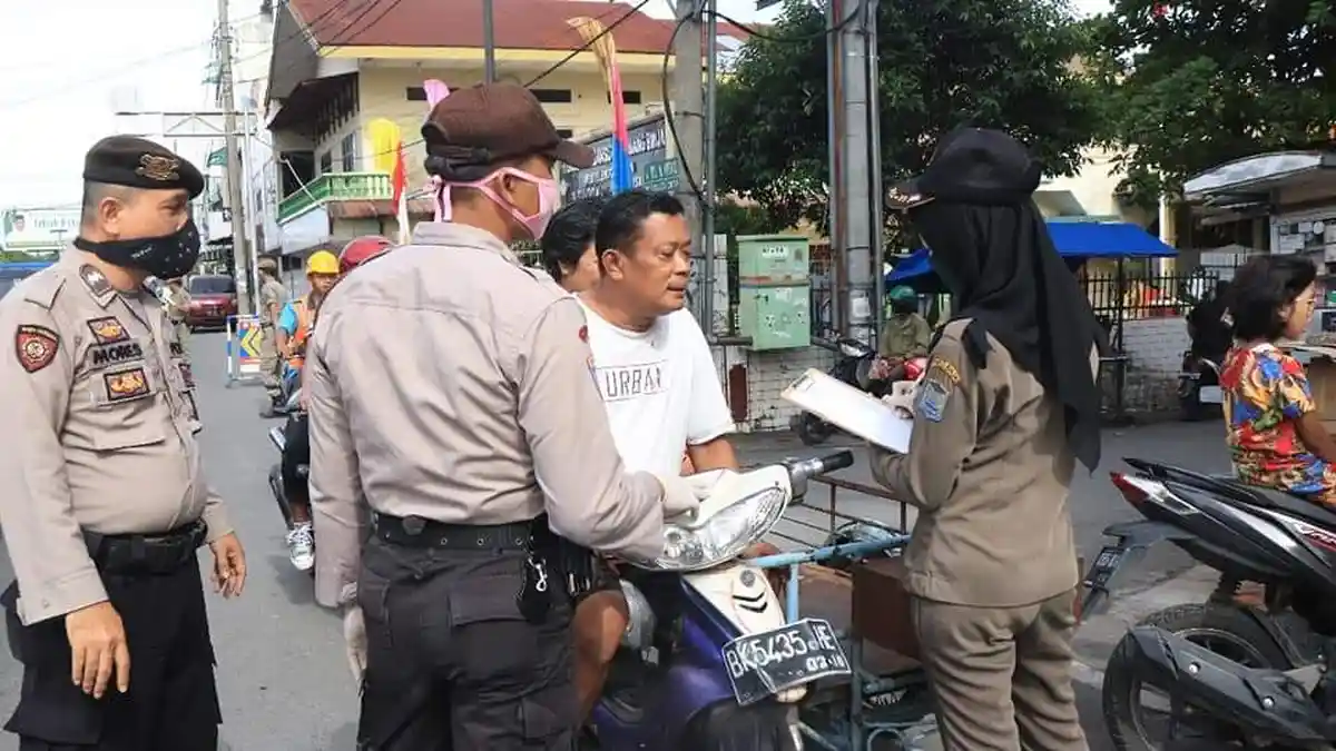 RAZIA Penggunaan Masker di Binjai, Masih Banyak Warga Melanggar Perwa