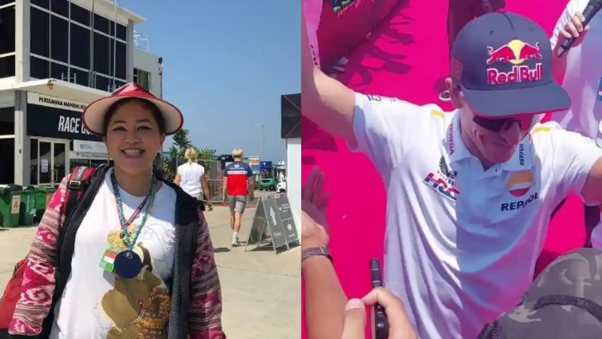 MotoGP Indonesia 2023 - Si Pawang Hujan Mbak Rara Hadir, Fans Marquez Banjiri Sirkuit Mandalika
