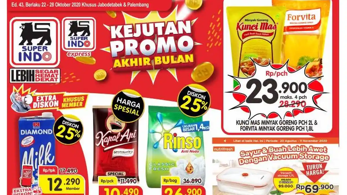 Katalog Promo Mingguan Superindo Periode 22-28 Oktober 2020, Ada Produk Minyak Goreng Turun Harga