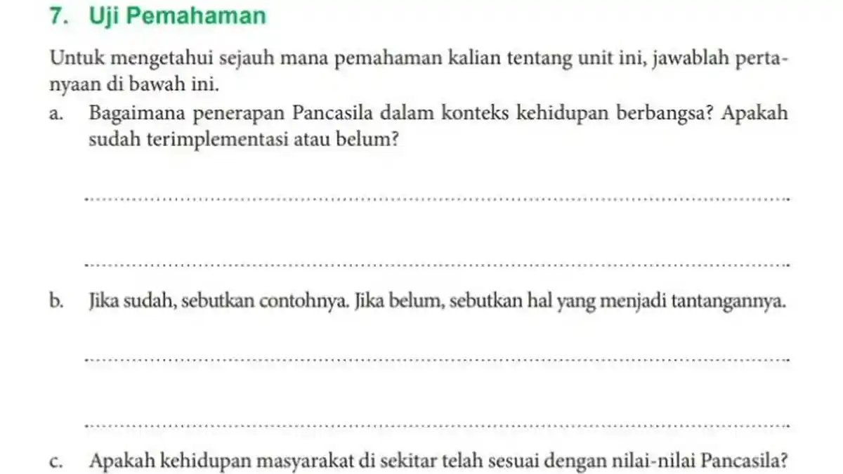 Kunci Jawaban PKN Kelas 10 Halaman 37 Kurikulum Merdeka: Uji Pemahaman Unit 2 Bagian 1