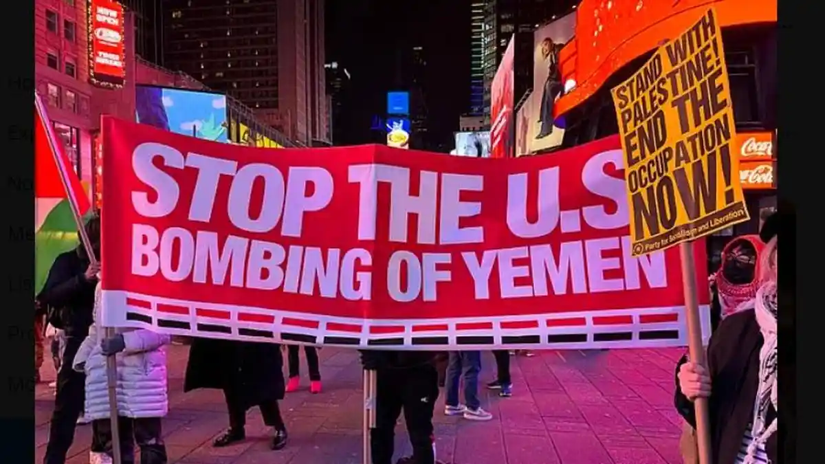 Aktivis Anti-perang di New York dan Washington Protes Serangan AS dan Inggris di Yaman