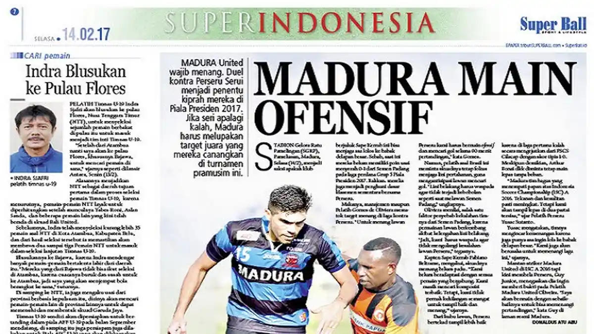 Madura United Wajib Menang di Laga Kontra Perseru Serui