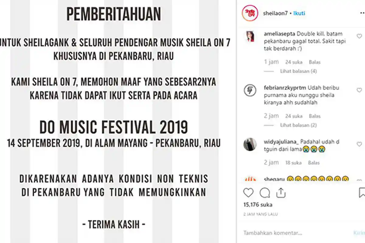 BREAKING NEWS: Sheila on 7 Batal Manggung di Pekanbaru Sabtu Besok, Apakah karena Kabut Asap?