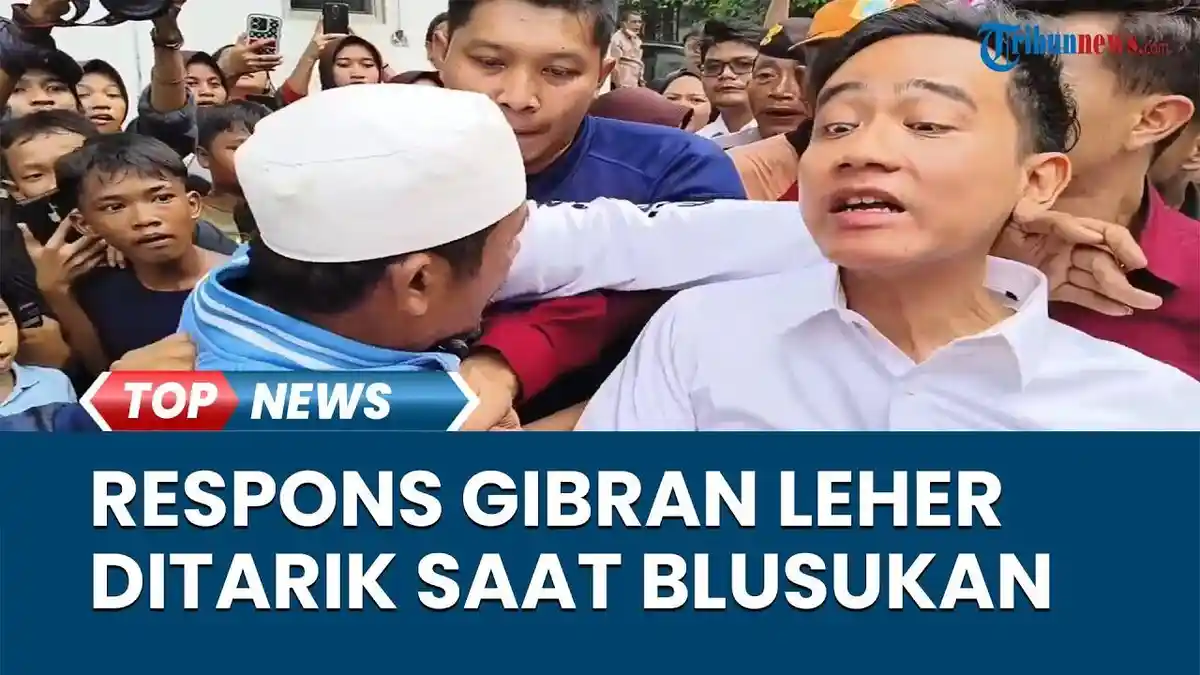 Detik-detik Leher Gibran Rakabuming Ditarik Pria saat Blusukan ke ...