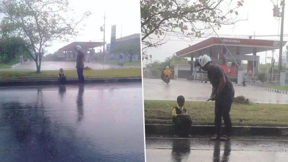 Bocah Penjual Tissue Jualan Saat Hujan, Alasannya Bikin Kesel Netizen