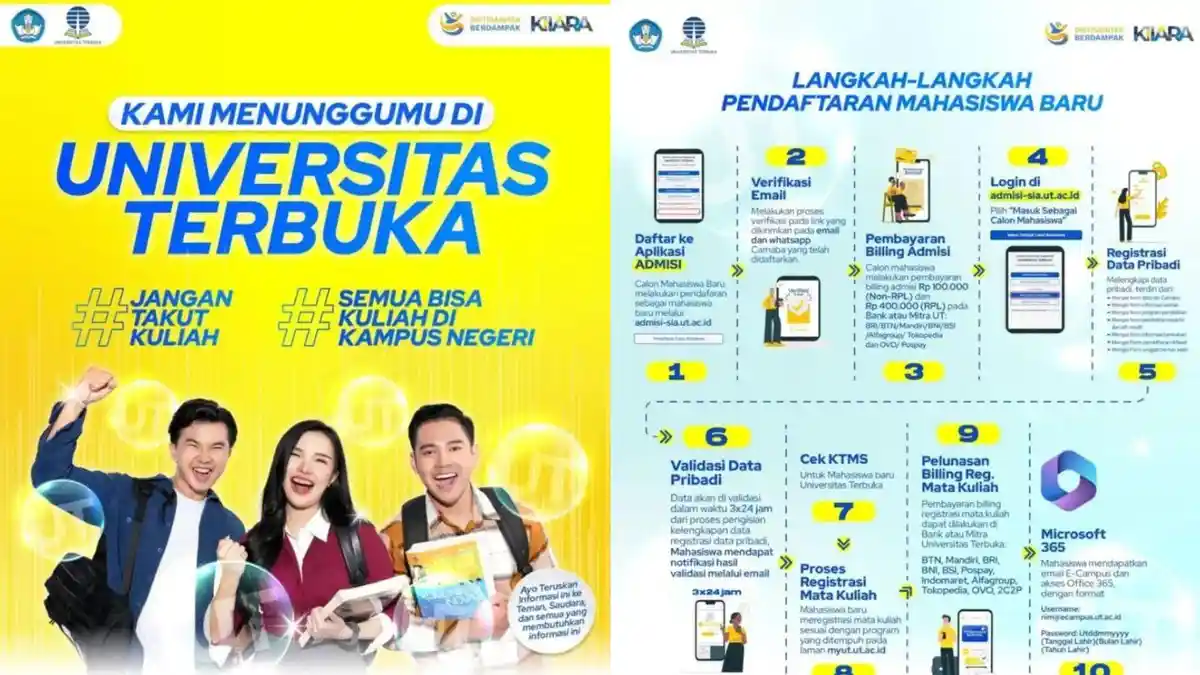 Universitas Terbuka Buka Pendaftaran Mahasiswa Baru 2025, Ini Jadwal dan Jalurnya