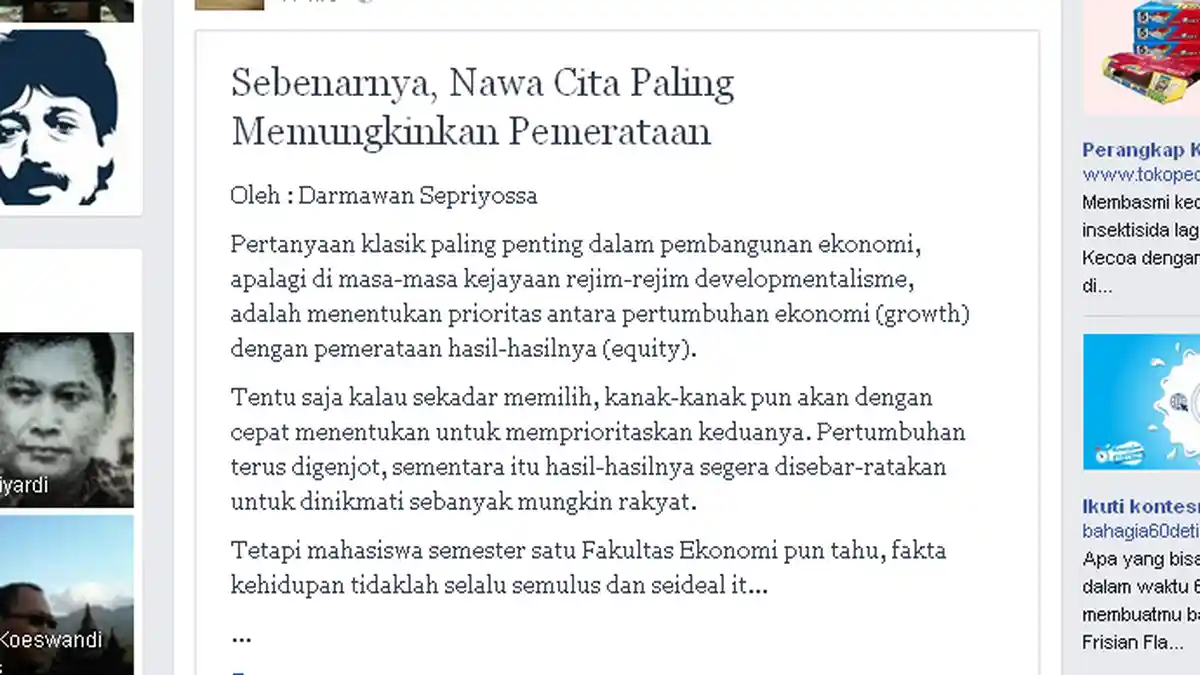 Darmawan Sepriyossa: Sebenarnya, Nawa Cita Paling Memungkinkan Pemerataan