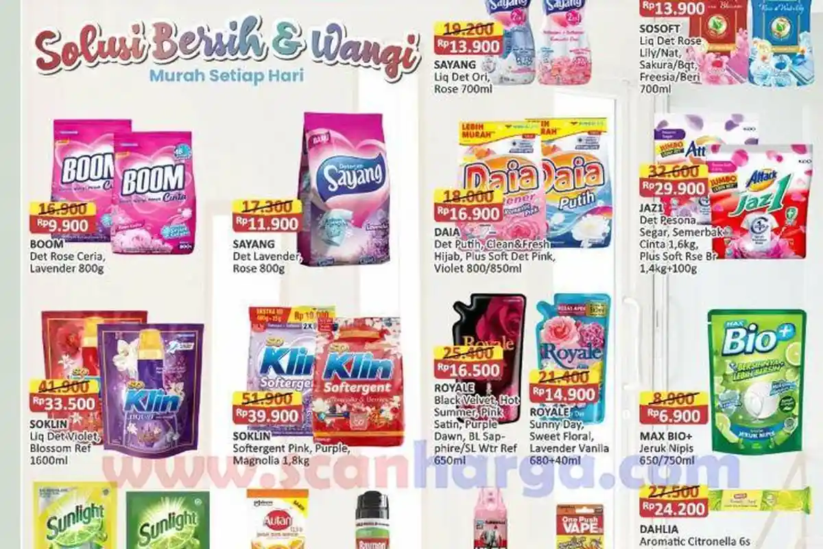 HARGA Deterjen di Alfamart Indomaret Hari Ini 19 Januari 2024: Serbu Soklin Liq Lavender Rp10.500