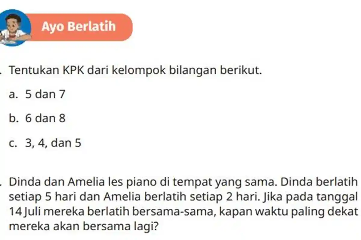 Kunci Jawaban Matematika Kelas 5 SD Halaman 42 Semester 1 Kurikulum Merdeka, Ayo Berlatih BAB 2