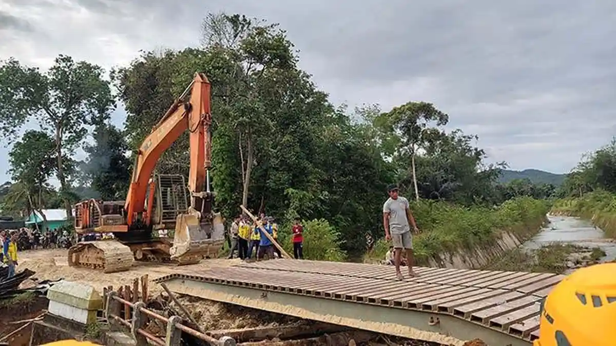 Jembatan Bailey di Air Ruak Belitung Timur Target Selesai Beberapa Hari Ini