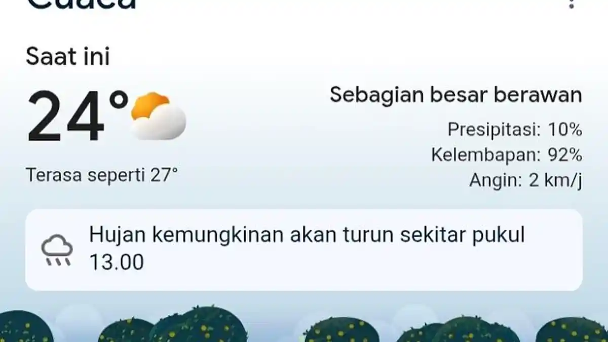 BMKG: Seluruh Wilayah Mimika Berpotensi Hujan Ringan hingga Sedang Hari Ini