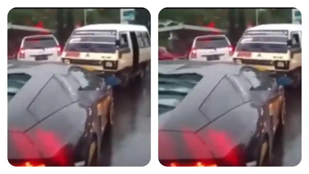 Mobil Sport Lamborghini Adang Angkot Lawan Arah di Bandung 