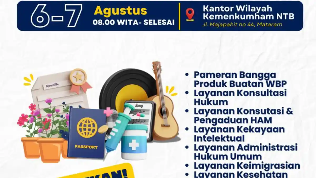 Kemenkumham NTB Gelar Pameran dan Layanan Publik Kumham 6–7 Agustus 2024