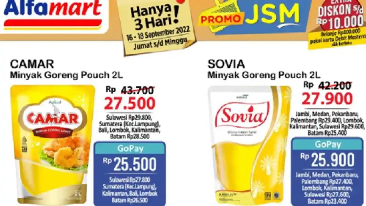 BARU, Promo JSM Alfamart 16 September 2022, Camar 2L Rp 25.500 Beras ...