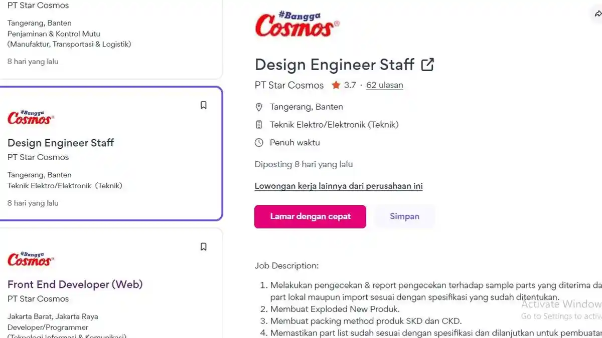 Dibuka Loker PT Star Cosmos di Banten, Ada Posisi Analyst Staff hingga Staff Admin, Ini Syaratnya