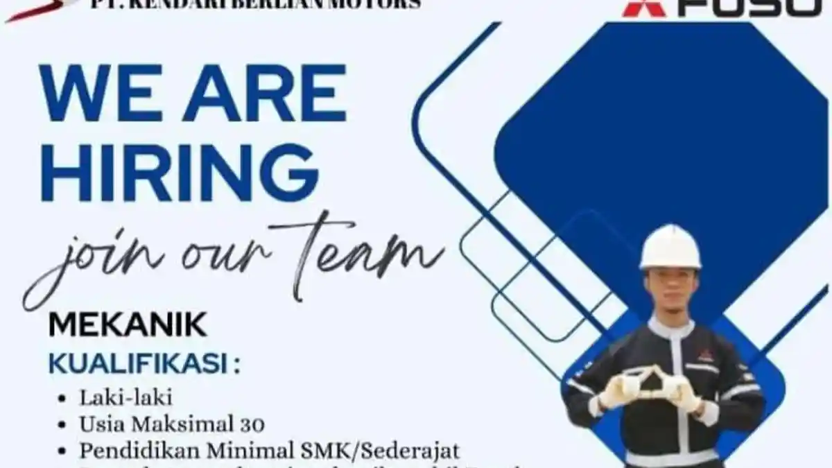 PT Kendari Berlian Motors Buka Lowongan Kerja Mekanik, Syarat Pendidikan Minimal SMK, Link Daftar