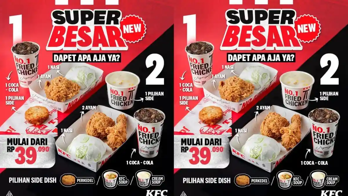 Promo KFC 11-31 Agustus 2024, Nikmati 2 Chicken + 1 Rice + 1 Coca-Cola + 1 Perkedel Rp 39 Ribuan