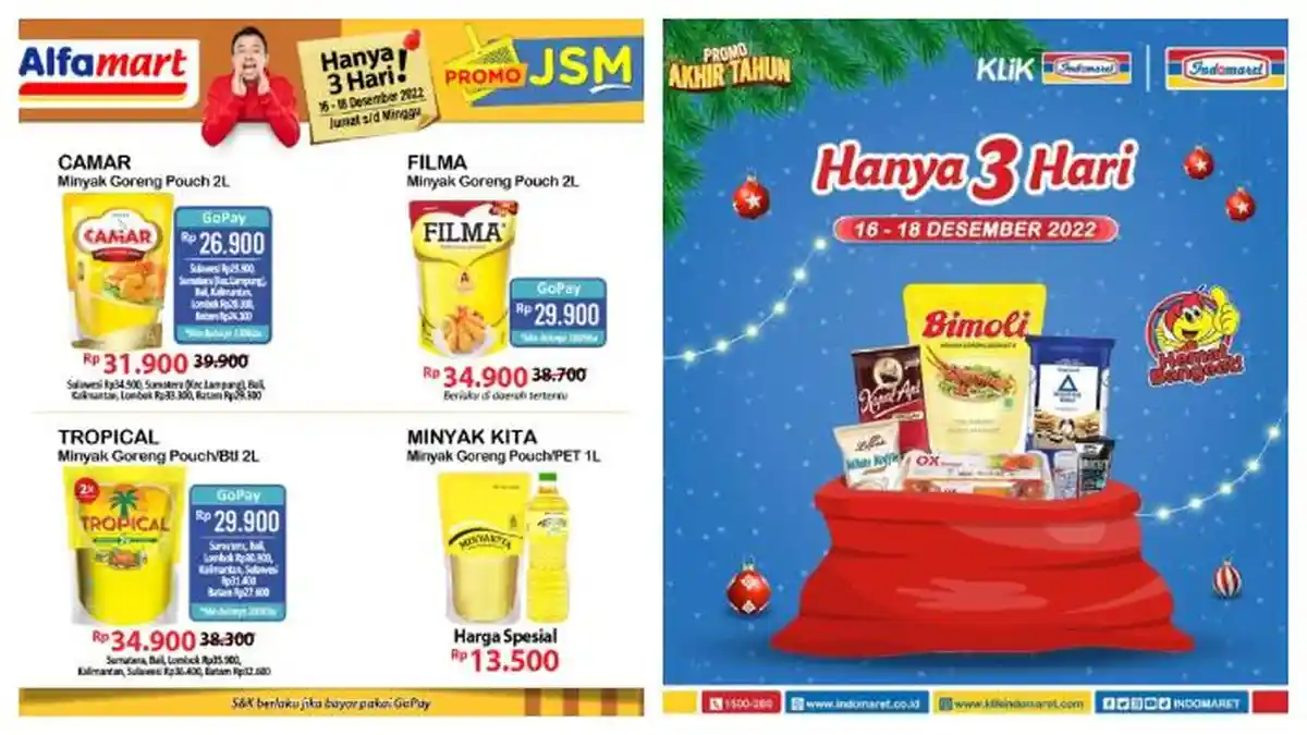 Promo JSM Alfamart dan Indomaret Periode 16-18 Desember 2022: Diskon Minyak Goreng hingga Sabun