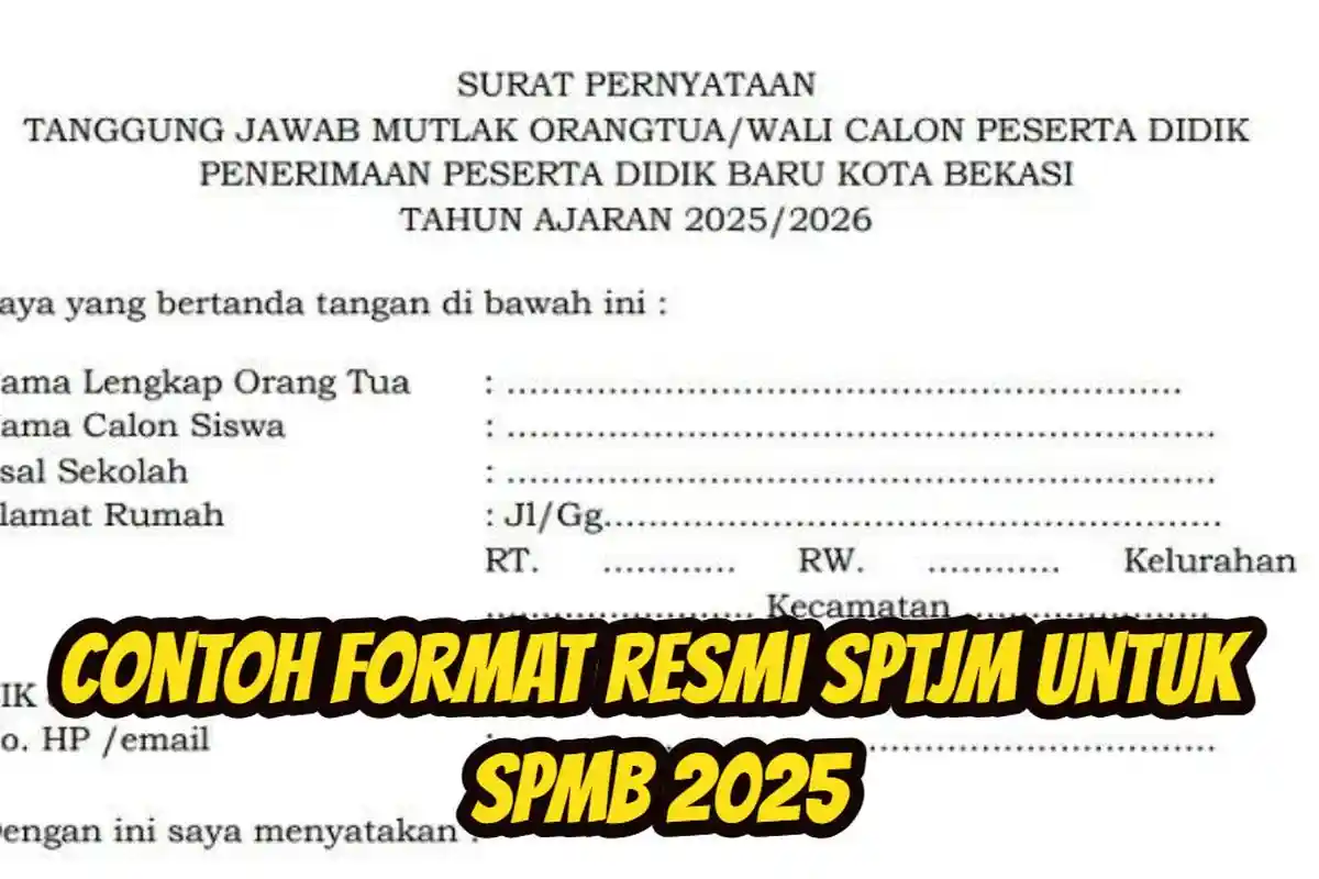 Contoh Format Resmi Surat Pernyataan Tanggung Jawab Mutlak Orang Tua untuk SPMB 2025
