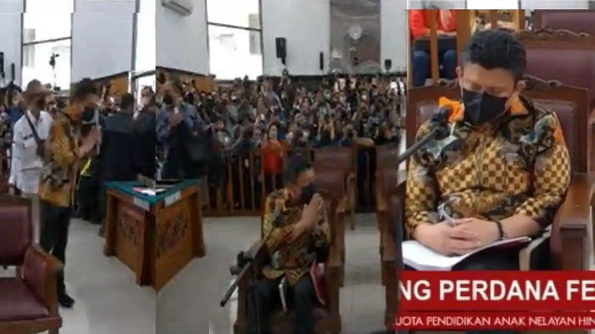 Sidang Perdana, Gerak Gerik Ferdy Sambo Berungkali Membungkuk dan Katupkan Tangan