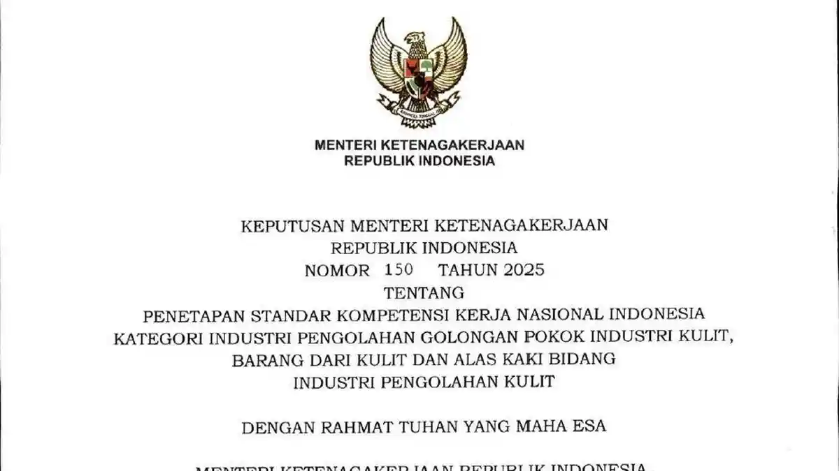 SKKNI Industri Pengolahan Kulit Terbaru Nomor 150 Tahun 2025, Download di Sini