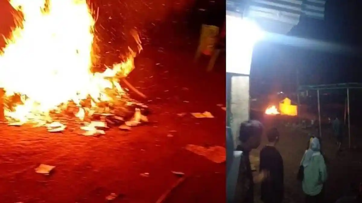 Ricuh Saat Hitung Suara Pileg di Bima, Warga Rusak TPS dan Bakar Logistik Pemilu