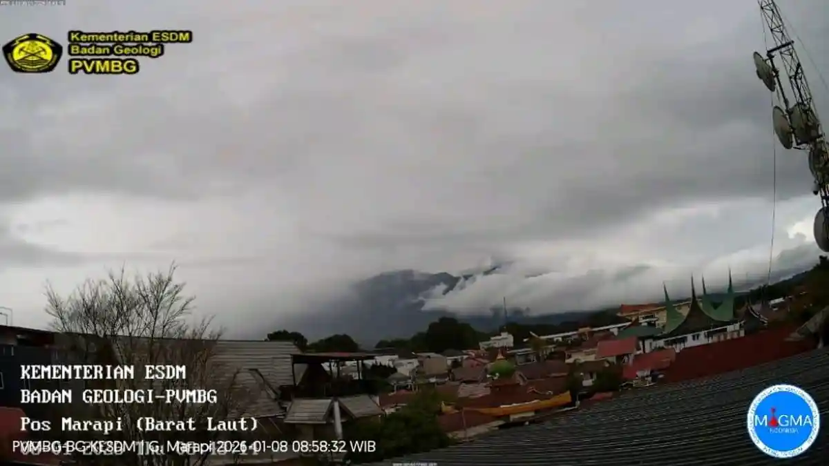 Gunung Marapi Sumbar Kembali Erupsi Kamis 8 Januari 2026 Pagi, Tinggi Kolom Abu Tak Teramati