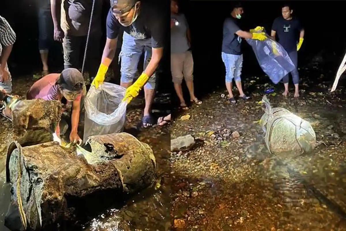 Warga Temukan Kerangka Manusia Dicor dalam Drum di Sungai Jurong Iboh Aceh Besar